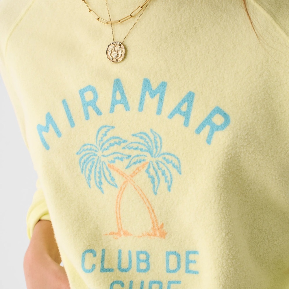 Faherty Yellow Sweatshirt with Blue and Orange Print